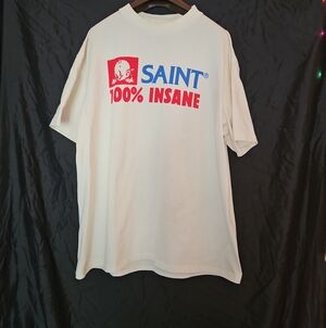 SAINT MXXXXXX (Saint Michael) 100% Insane Graphic Tee – White – Size XL